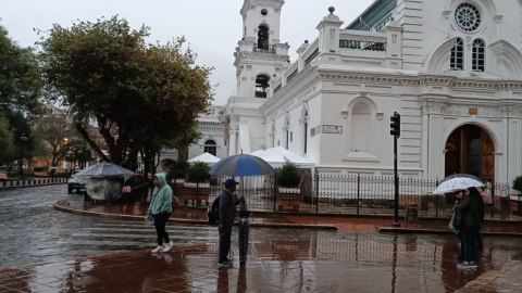 Lluvias en el centro de Cuenca, el 30 de octubre de 2023.