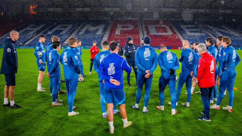 La Selección de Noruega en su último entrenamiento previo al partido con Escocia el sábado 18 de noviembre de 2023.