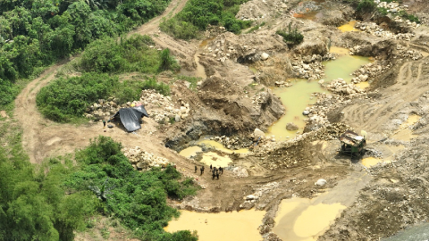 Campamento de minería ilegal desmantelado en Santa Rosa el 20 de noviembre de 2023.