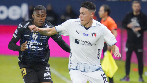 Mauricio Martínez, de Liga de Quito, durante la final de ida de la LigaPro ante Independiente del Valle, el 10 de diciembre de 2023.