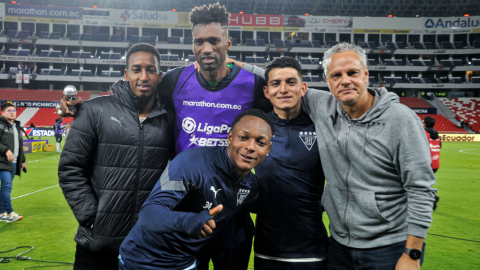 La plantilla de Liga de Quito celebra la clasificación a la final de la LigaPro.