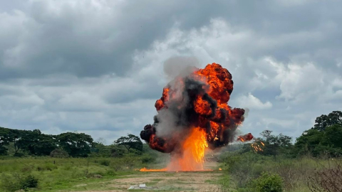 Explosión en una narcopista clandestina en el cantón Balzar, Guayas, el 8 de diciembre de 2023.