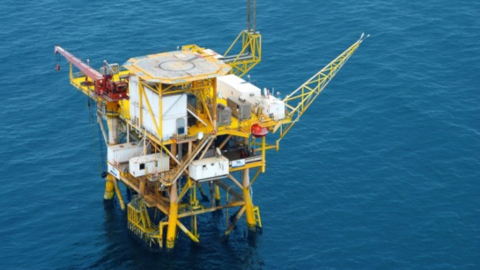 Plataforma del Campo Amistad, ubicado en el Golfo de Guayaquil. Foto de noviembre de 2023.