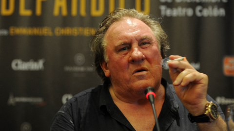 El actor francés Gérard Depardieu en una rueda de prensa en Buenos Aires, Argentina, en 2016.