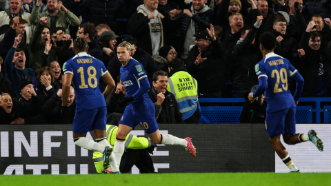 Mykhailo Mudryk celebra el gol del empate ante Newcastle, este 19 de diciembre de 2023.