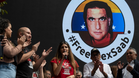 Un plantón organizado en Venezuela en favor de la liberación de Alex Saab, detenido en EE.UU., en diciembre de 2023.