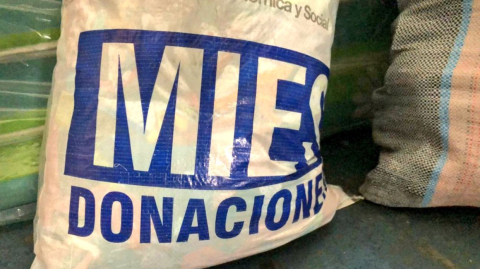 Foto referencial de las donaciones que realiza el MIES, en Quito.