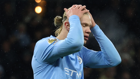 Erling Haaland, reacciona durante el partido de la Premier League entre Manchester City y Tottenham Hotspur, el 3 de diciembre de 2023.