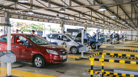 Instalaciones de la Autoridad de Tránsito Municipal para revisión técnica vehicular.