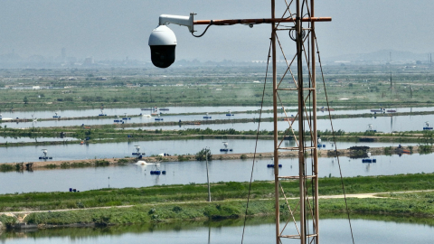 Imagen referencial de una finca camaronera en el sector de Taura, Guayas, el 30 de julio de 2023.