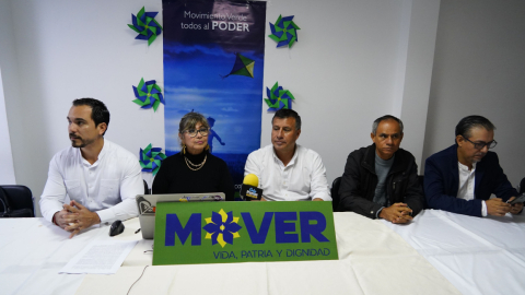 Los directivos del movimiento Mover, en rueda de prensa este 3 de enero de 2023.