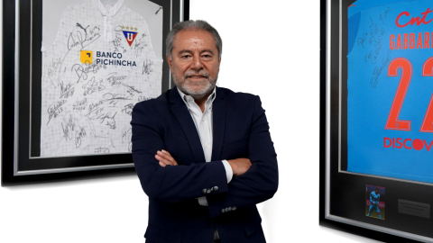 Isaac Álvarez, presidente de Liga Deportiva Universitaria, durante una entrevista con PRIMICIAS, el 3 de enero de 2024. 