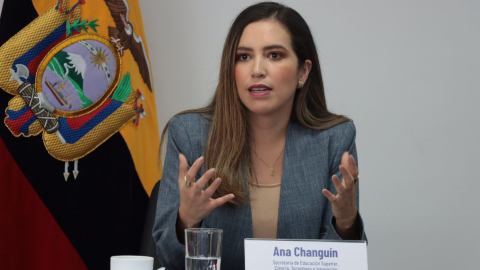 La titular de la Senescyt, Ana Changuín, en enero de 2024.