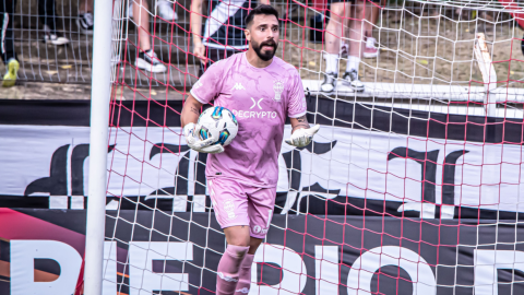 Hernán Galíndez, durante un partido con Huracán ante Danubio, el 16 de enero de 2024. 