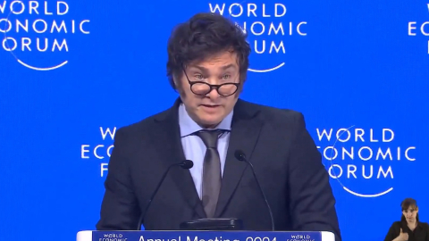 El presidente de Argentina, Javier Milei, en el foro de Davos el 17 de enero del 2024.