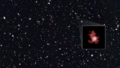  Imagen de la galaxia GN-z11, en el recuadro, captada por el telescopio espacial 'Hubble'.