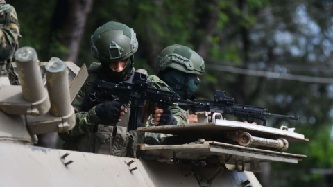 Militares en Portoviejo, el 11 de enero de 2024.