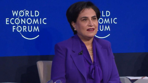 Gabriela Sommerfeldm canciller de Ecuador, en el Foro de Davos.