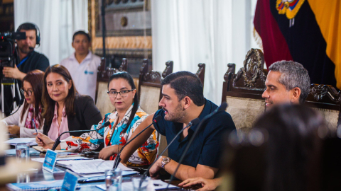 El alcalde de Guayaquil, Aquiles Alvarez, en reunión del Concejo Municipal el 24 de enero del 2024.