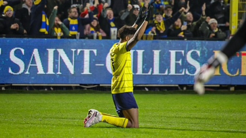 Kevin Rodríguez festeja su gol con el Union Saint-Gilloise, el 25 de enero de 2024.