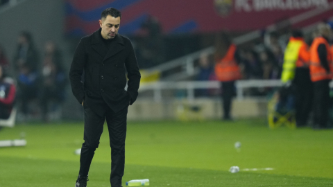 El técnico del FC Barcelona, Xavi Hernández, durante la derrota ante el Villareal de este 27 de enero de 2024.