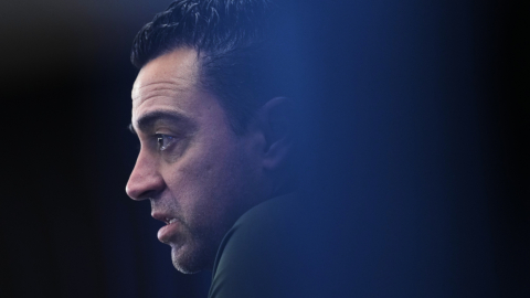 El técnico del FC Barcelona, Xavi Hernández, durante la rueda de prensa el pasado 26 de enero de 2024.