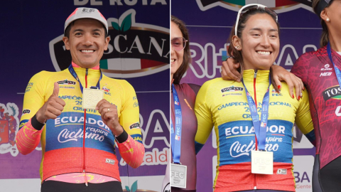 Richard Carapaz y Miryam Núñez se coronaron campeones de contrarreloj en el Nacional de Ciclismo, el 1 de febrero de 2024.