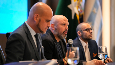 Miguel Ángel Loor, presidente de LigaPro, durante el Consejo de Presidentes de este 2 de febrero de 2024.