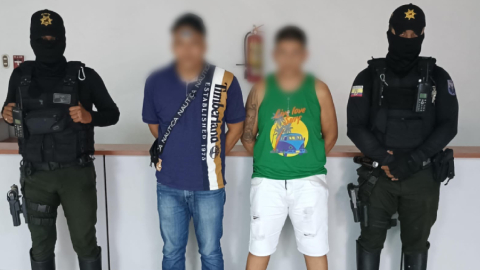 La Policía Nacional presentó a los detenidos en un operativo en Guayaquil.