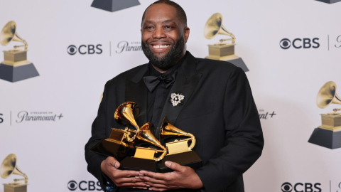 El rapero Killer Mike con sus tres Grammys.