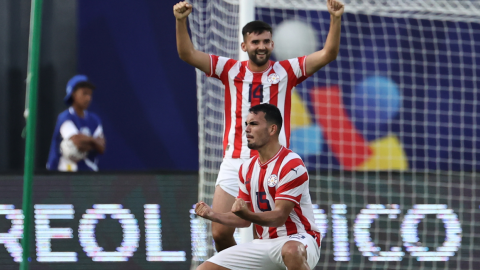 Los jugadores de Paraguay festejan un gol ante Brasil en el Preolímpico, el 5 de febrero de 2024.