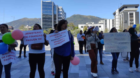 Proveedores del Estado en una protesta por los atrasos en sus pagos, 23 de enero de 2024.