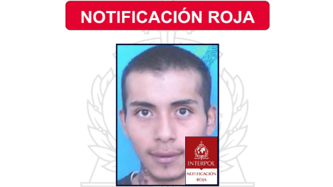 Imagen de la notificación roja de Interpol para el ecuatoriano Kevin Gaibor, el 17 de febrero de 2024.