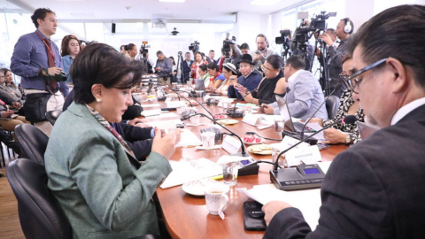 Comparecencia de la canciller Gabriela Sommerfeld, ministra de Relaciones Exteriores, en la Asamblea. Quito, 19 de febrero de 2024