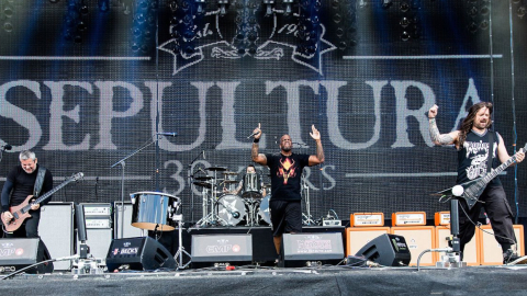 La banda de metal Sepultura en un concierto en 2015.