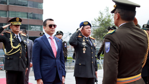 El presidente Daniel Noboa a su llegada a la Asamblea, en Quito, el 21 de febrero de 2024.