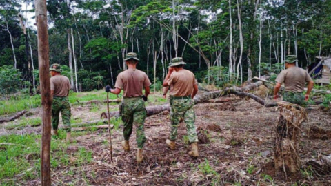 Militares se sumaron a la búsqueda de la niña Aina Yambia, que fue encontrada muerta en Taisha, Morona Santiago, el 24 de febrero de 2024.