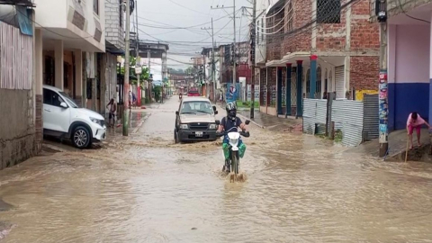 El agua de la lluvia se acumuló en varios sectores de Manta, en Manabí, el 28 de febrero de 2024.