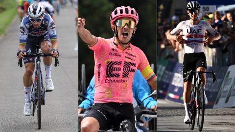 Julian Alaphilippe, Richard Carapaz y Tadej Pogacar, algunas de las estrellas que correrán Strade Bianche en 2024. 