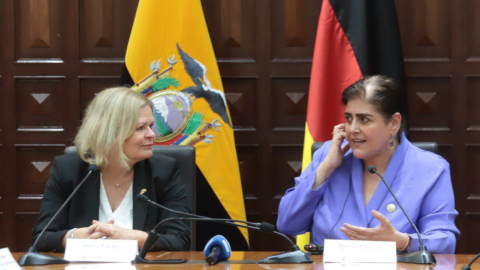 Nancy Faeser y Mónica Palencia, ministras del Interior de Alemania y Ecuador, mantuvieron una reunión, el 29 de febrero de 2024, en Quito.