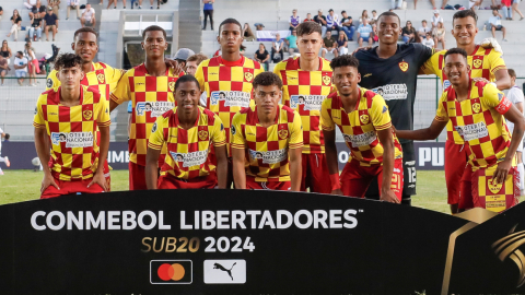 Jugadores de Aucas en la Copa Libertadores Sub 20, 10 de marzo de 2024.