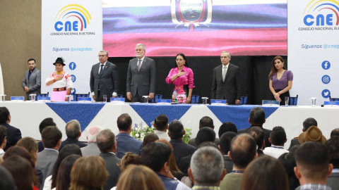 Las autoridades del Consejo Nacional Electoral en un evento el 11 de marzo de 2024.