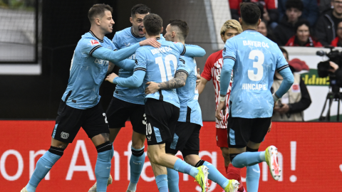 Los jugadores del Bayer Leverkusen celebran un gol ante Friburgo, el 17 de marzo de 2024.