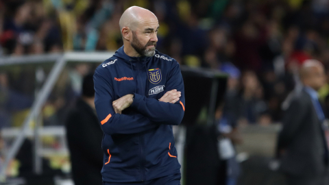 Félix Sánchez Bas, durante el partido de Ecuador ante Chile por Eliminatorias, el 21 de noviembre de 2023.