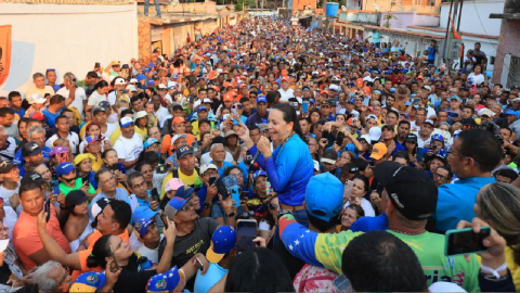 María Corina Machado, opositora venezolana, en un evento de campaña el 13 de marzo de 2024.