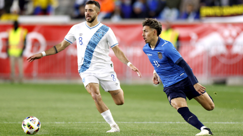 Jeremy Sarmiento, durante el partido entre Ecuador y Guatemala en Nueva Jersey, el 21 de marzo de 2024.