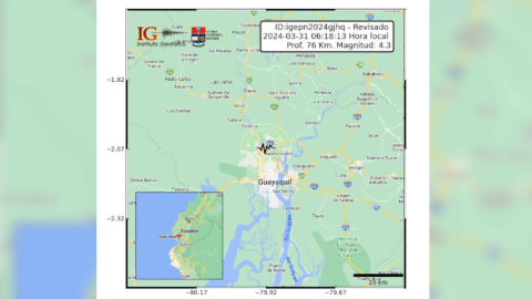 Imagen del epicentro del sismo en la provincia de Guayas, el 31 de marzo de 2024.