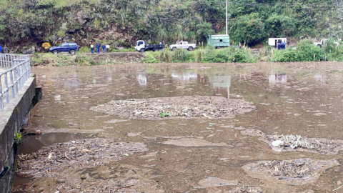 Imagen del reservorio de la quebrada Rumipamba, ubicada en el norte de Quito, el 4 de abril de 2024.