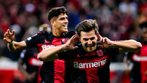 El Bayer Leverkusen derrotó 2-0 al West Ham en la ida de los cuartos de final de la Europa League, este 11 de abril de 2024.