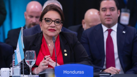 La presidenta de Honduras, Xiomara Castro, en un foro en enero de 2024.